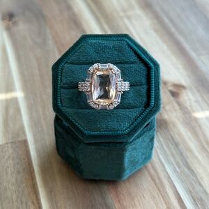 Vintage 925 BBJ Gold Tone Sterling Silver Peach Colored Ring Size 7.75